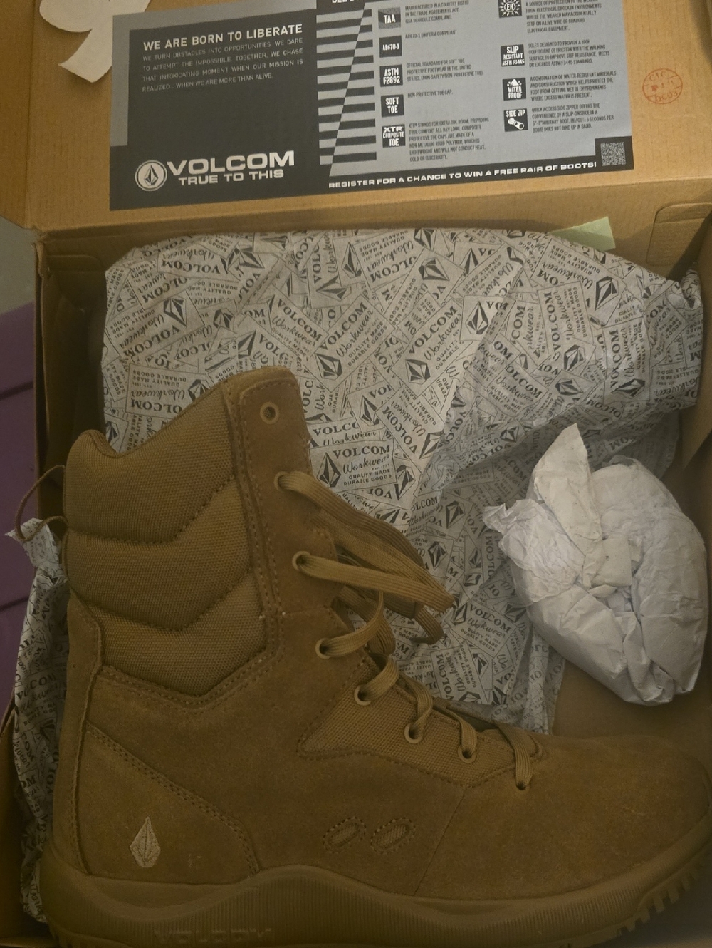 Volcom Tan High-Top Suede Lace-Up Boot